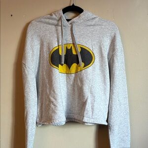 Batman Gray and Yellow Crop Top Hoodie